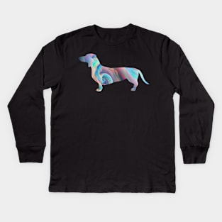 Psychadelic Swirl Dachshund Kids Long Sleeve T-Shirt